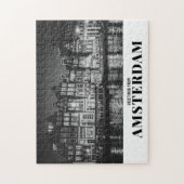 アムステルダムブラック&ホワイトナイトからの挨拶 ジグソーパズル (縦)