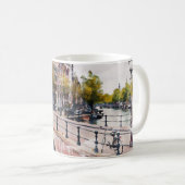 アムステルダムホランドウォーターカラーワールドトラベルアート コーヒーマグカップ (正面右)