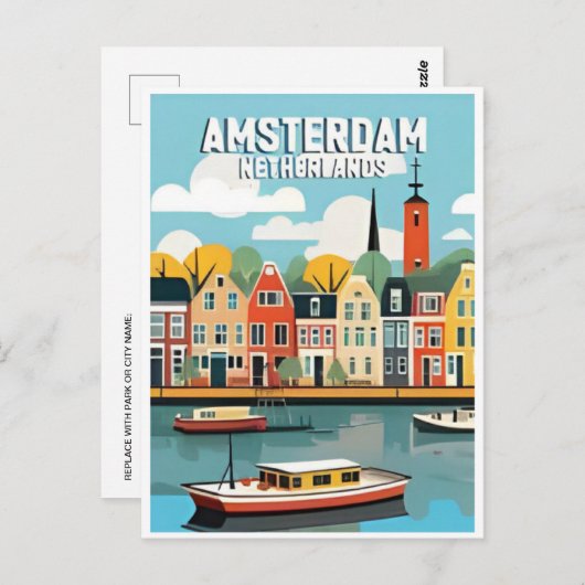 アムステルダムホランドオランダヴィンテージオランダ ポストカード (正面/裏面)