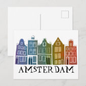 アムステルダムホランドカナルハウズトラベルカラフル ポストカード (正面/裏面)