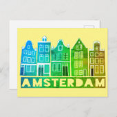 アムステルダムホランドカナルハウズトラベルカラフル ポストカード (正面/裏面)