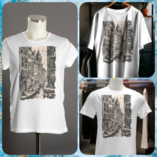 アムステルダムホランドヴィンテージカナルハウズトラベル Tシャツ