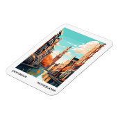 アムステルダムレトロイラストレーション旅行 マグネット (左側)