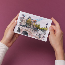 アムステルダムワールドトラベルヴィンテージアクアレルレトロアート ポストカード