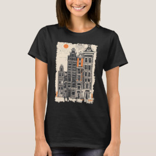 アムステルダムヴィンテージオランダ通りハウストラベルアート Tシャツ