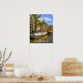 アムステルダムヴィンテージトラベルの運河にボート ポスター (キッチン)