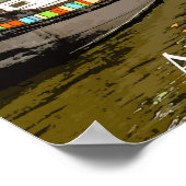 アムステルダムヴィンテージトラベルの運河にボート ポスター (角)