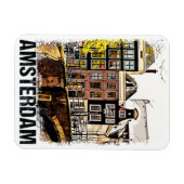 アムステルダムヴィンテージトラベルポスターレトロアートスタイル マグネット (横)