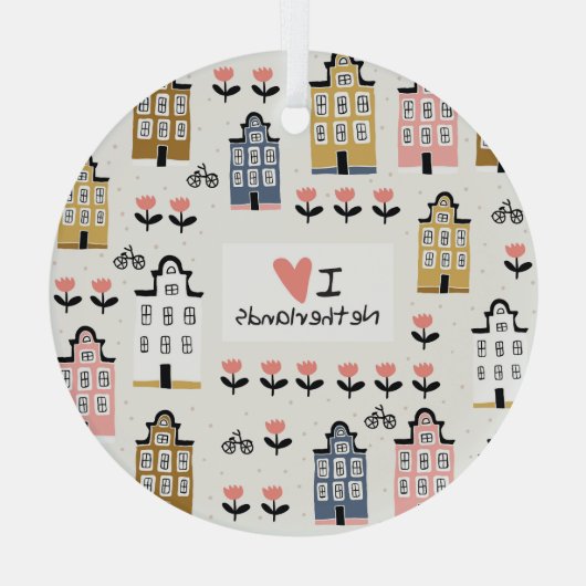 アムステルダムヴィンテージ伝統的:シティイラストレーション ガラスオーナメント (裏面)