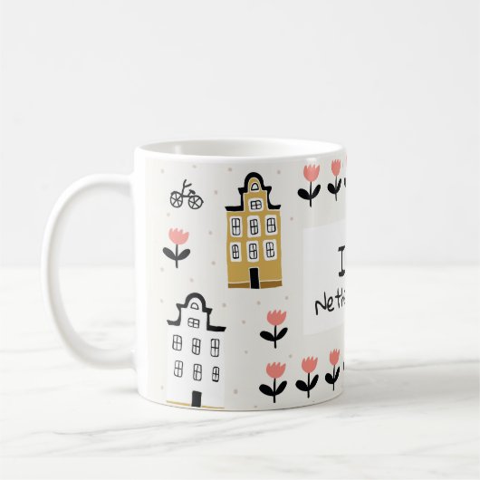 アムステルダムヴィンテージ伝統的：シティイラストレーション コーヒーマグカップ (左)