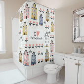 アムステルダムヴィンテージ伝統的:シティイラストレーション シャワーカーテン (インサイチュ)