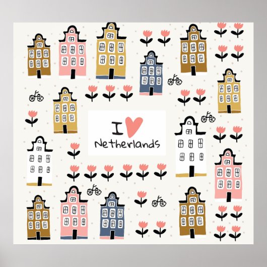 アムステルダムヴィンテージ伝統的：シティイラストレーション ポスター (正面)