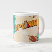 アムステルダムヴィンテージ旅行ポスター ジャンボコーヒーマグカップ (正面右)