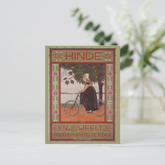 アムステルダムヴィンテージ自転車ポスターアート ポストカード (スタンド正面)