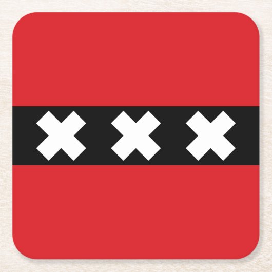 アムステルダム国旗、オランダ スクエアペーパーコースター (正面)