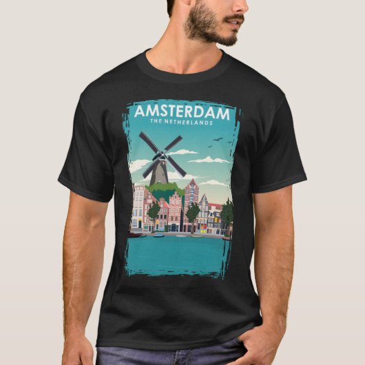 アムステルダム旅行ポスター Tシャツ (正面)