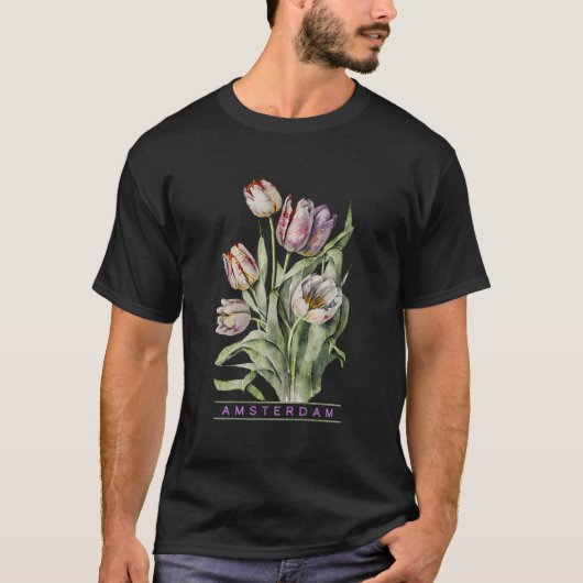 アムステルダム植物園のチューリップの花を探す Tシャツ (正面)