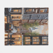 アムステルダム油彩画 フリースブランケット (正面(横))