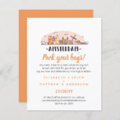 アムステルダム結婚の手描きスカイラインモダン招待状 (正面/裏面)