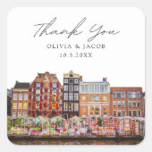 アムステルダム結婚の花市場ありがとうございました スクエアシール (正面)
