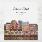 アムステルダム結婚式の引き出物 パーソナライズされた ワインラベル (シングルラベル)