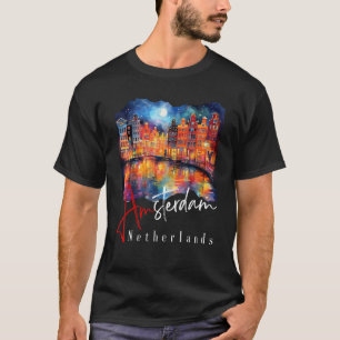 アムステルダム絵を描アットナイト – オランダ- Amster Tシャツ