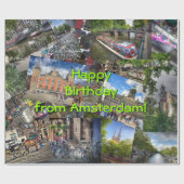 アムステルダム観光スポットハッピーバースデー ラッピングペーパー (フラット)