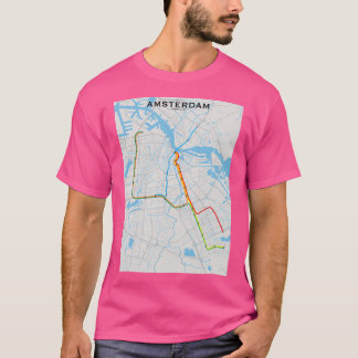 アムステルダム通過地図 Tシャツ