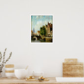 アムステルダム運河の姿(パネル上の油) ポスター (キッチン)