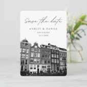 アムステルダム運河の家の写真は日付を保存 招待状 (スタンド正面)