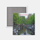 アムステルダム運河の1つのビュー。 マグネット (正面/裏面)