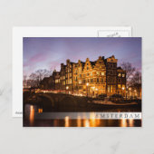 アムステルダム運河ハウスアットダスクバーはがき ポストカード (正面/裏面)