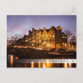 アムステルダム運河ハウスアットダスクバーはがき ポストカード (正面)