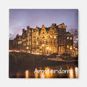 アムステルダム運河ハウスアットダスク文字マグネット マグネット (正面)