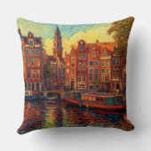 アムステルダム運河ハウスバンゴッホスタイル クッション (裏面)