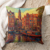 アムステルダム運河ハウスバンゴッホスタイル クッション (ブランケット)
