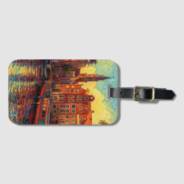 アムステルダム運河ハウスバンゴッホスタイル ラゲッジタグ