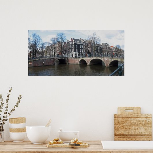アムステルダム運河ブリッジズフォトポスター ポスター (キッチン)