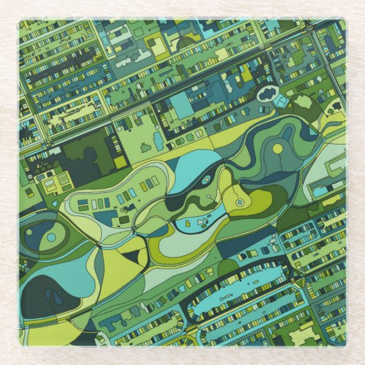 アムステルダム都市構造の地図 ガラスコースター (正面)