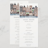 アムステルダム オランダの運河の風景 ウェディングプログラム 招待状 (正面/裏面)