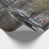 アムステルダム、オランダの運河 ラッピングペーパー (角)