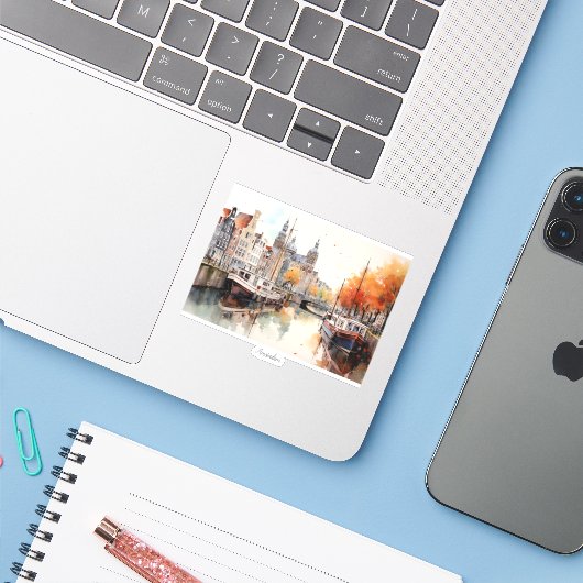 アムステルダム、オランダ シール (ノートパソコンとiPhone)