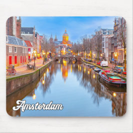 アムステルダム、オランダ、初期夕べ マウスパッド