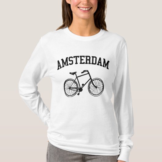 アムステルダム - オランダ 自転車 オランダ プレゼント Tシャツ (正面)