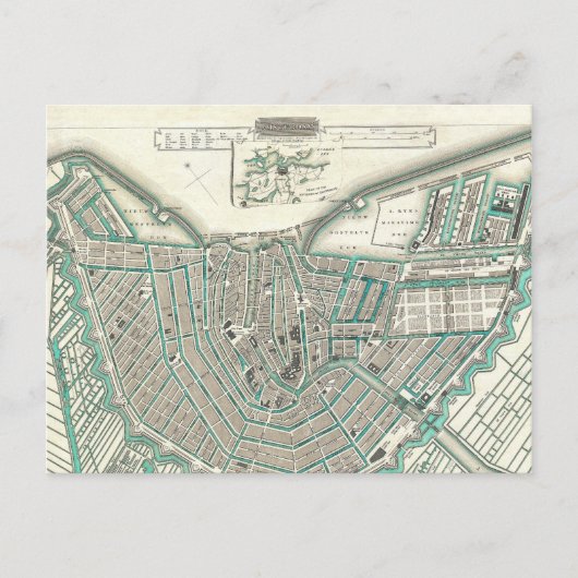 アムステルダム,ザオランダ・アンティークシティプランマップ ポストカード (正面)