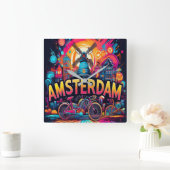 アムステルダム – バイクの街 スクエア壁時計 (ホーム)