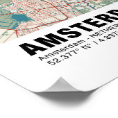 アムステルダム マップ ポスター - ヴィンテージ マップ スタイル (角)