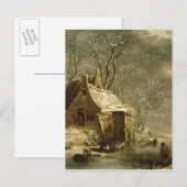 アムステルダム，冬のシーン， 17世紀 ポストカード (正面/裏面)