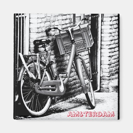 アムステルダム – 自転車,オランダ(冷蔵庫用マグネット) マグネット (正面)
