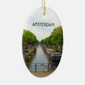 アムステルダム:運河、橋、バイク、ボート、オランダ セラミックオーナメント (右)